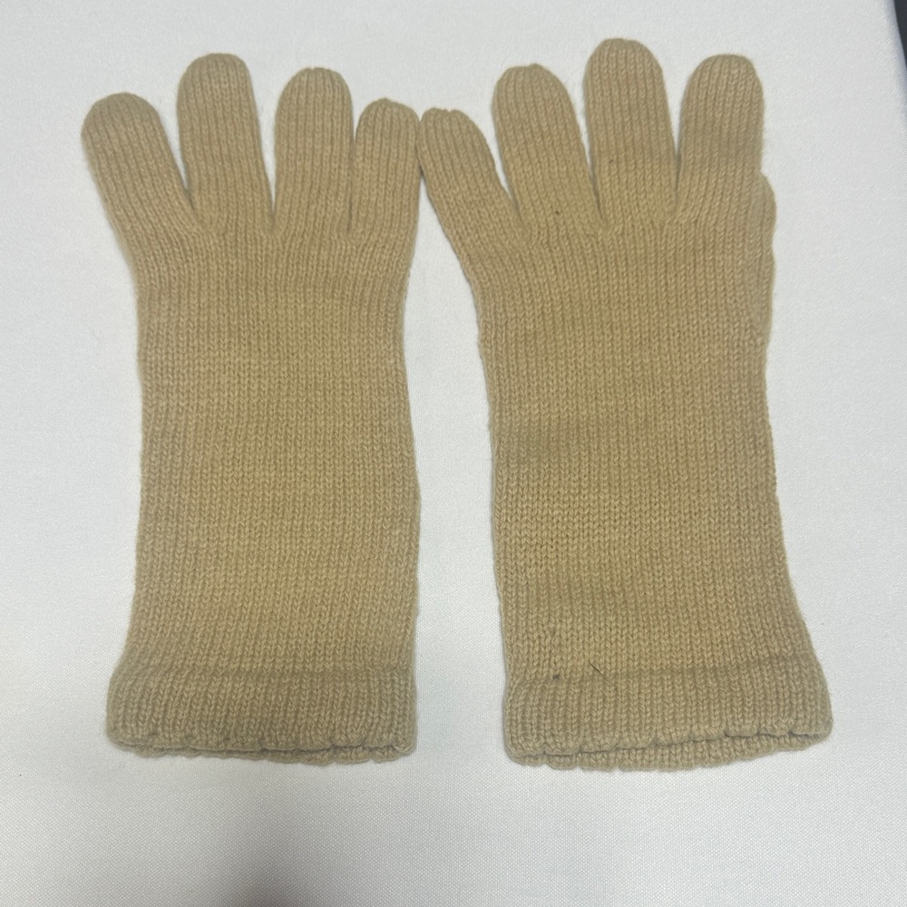 Tan Knit Wool Gloves